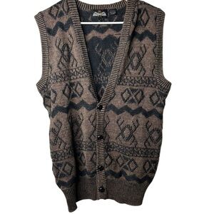 RAF Sweater Vest Brown And Black Unique Design‎ Vintage Grundge Size L